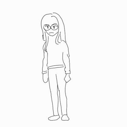 A Black And White Drawing Of A Girl Wearing Glasses . GIF