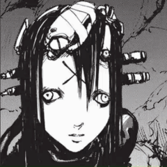 a black and white drawing of a girl with a bandage on her head
