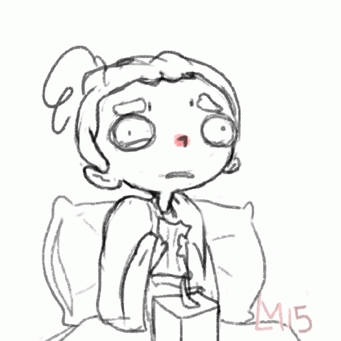 A Black And White Drawing Of A Girl With A Box Of Tissues And The Year 2015 On The Bottom GIF