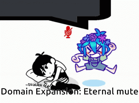 A Black And White Drawing Of A Girl With Flowers In Her Hair And The Words Domain Expansion Eternal Mute GIF