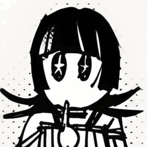 A Black And White Drawing Of A Girl With Stars In Her Eyes GIF