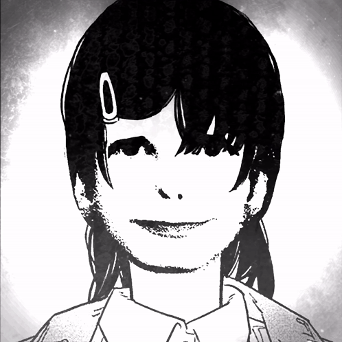 A Black And White Drawing Of A Girl With The Letter O On Her Hair GIF