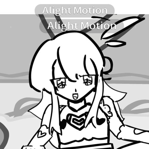 A Black And White Drawing Of A Girl With The Words Alight Motion Alight Motion GIF