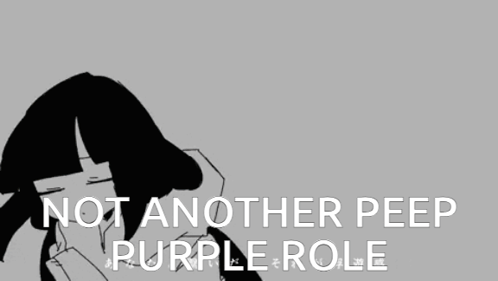 A Black And White Drawing Of A Girl With The Words " Not Another Peep Purple Role " Below It GIF