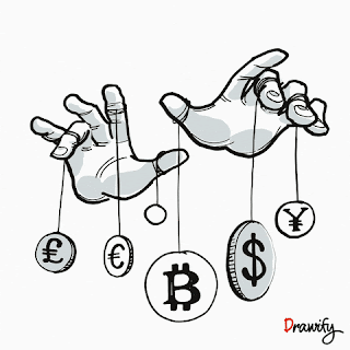 A Black And White Drawing Of A Hand Reaching For A Coin With A Dollar Sign In The Middle GIF