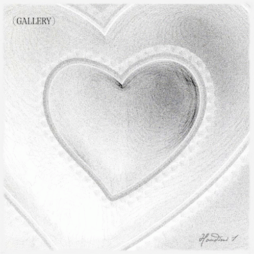 A Black And White Drawing Of A Heart With Gallery Written On The Bottom GIF