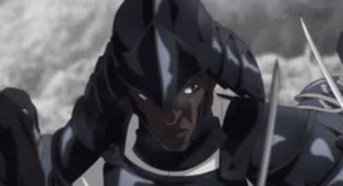 A Black And White Drawing Of A Knight With A Sword In His Hand . GIF