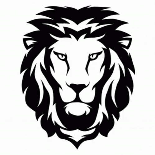 a black and white drawing of a lion 's head with the name magu below it