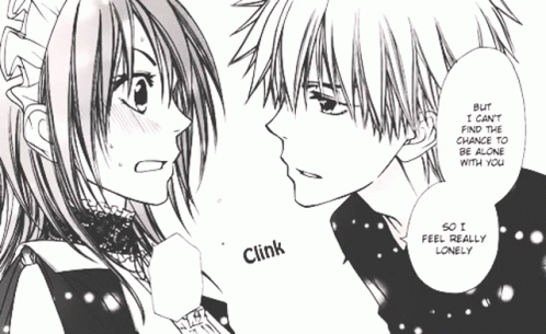 A Black And White Drawing Of A Man And A Maid With The Words Clink Below Them GIF