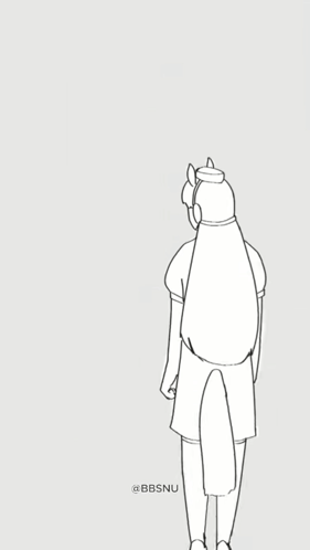 A Black And White Drawing Of A Man And A Woman Standing Next To Each Other With The Name Bbsnu On The Bottom GIF