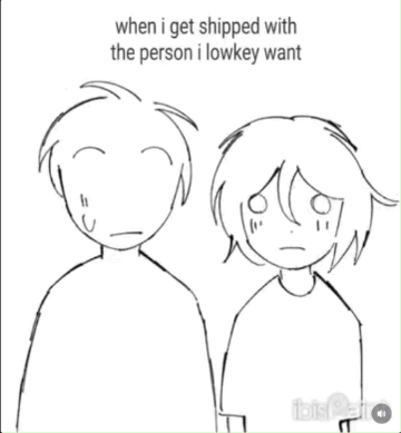 A Black And White Drawing Of A Man And A Woman With The Caption When I Get Shipped With The Person I Lowkey Want GIF