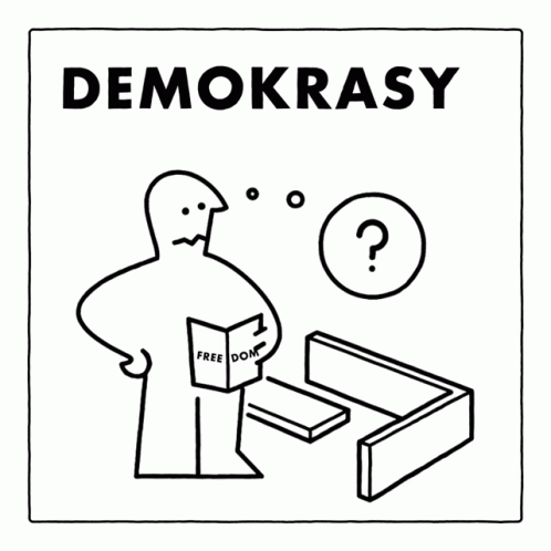 A Black And White Drawing Of A Man Holding A Book That Says Freedom GIF