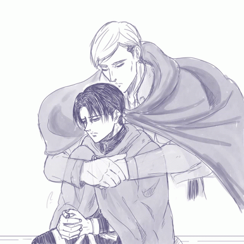 A Black And White Drawing Of A Man Holding Another Man GIF