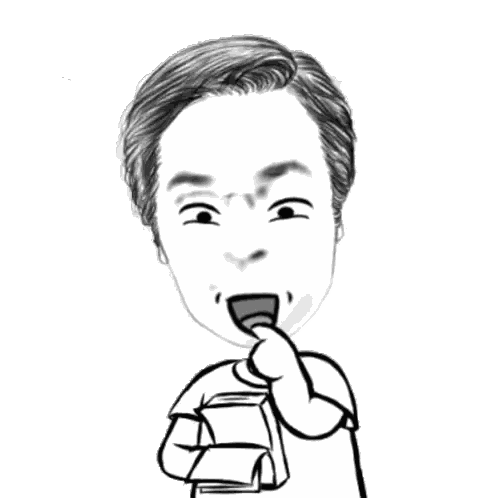 a black and white drawing of a man holding his finger to his mouth