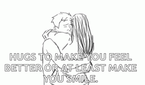 A Black And White Drawing Of A Man Hugging A Woman . GIF