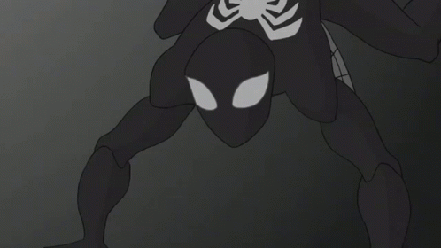 A Black And White Drawing Of A Man In A Spiderman Suit GIF