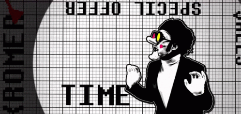 A Black And White Drawing Of A Man In A Tuxedo With The Words Special Offer Time Written On It GIF