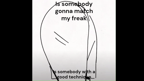 A Black And White Drawing Of A Man 'S Back With The Words `` Is Somebody Gonna Match My Freak '' GIF