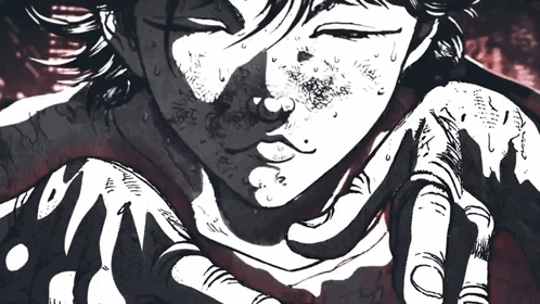 A Black And White Drawing Of A Man 'S Face GIF