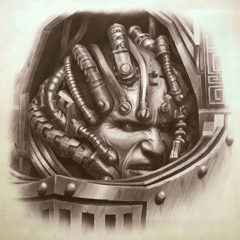 Black And White Drawing Man In Robotic Helmet GIF
