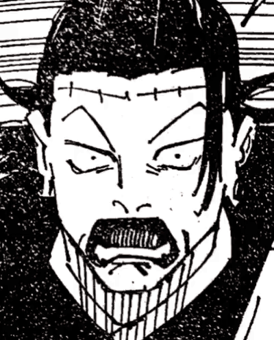 A Black And White Drawing Of A Man 'S Face With A Beard And A Cross On His Forehead . GIF