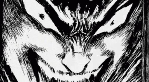 A Black And White Drawing Of A Man 'S Face With A Beard GIF