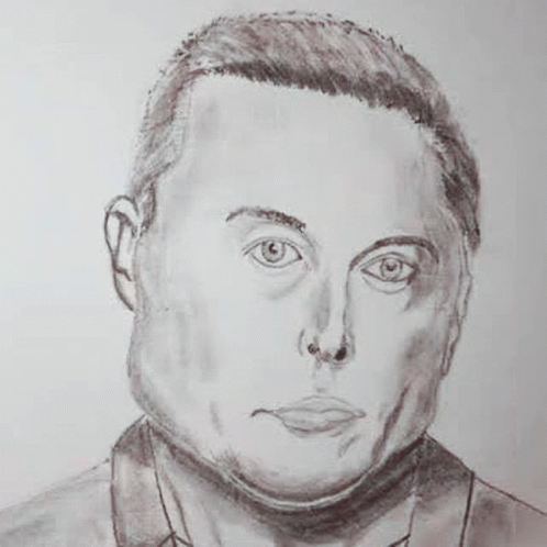 A Black And White Drawing Of A Man 'S Face With A Big Chin GIF