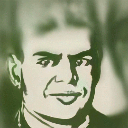 A Black And White Drawing Of A Man 'S Face With A Serious Look On His Face GIF