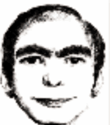 A Black And White Drawing Of A Man 'S Face With A Smile On It . GIF