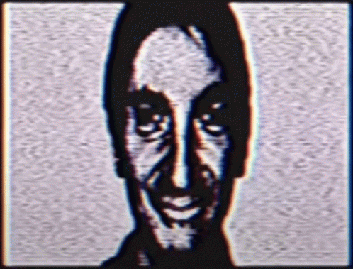A Black And White Drawing Of A Man 'S Face With His Eyes Closed GIF
