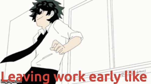 A Black And White Drawing Of A Man Sitting On A Window Sill With The Words Leaving Work Early Like Below Him GIF