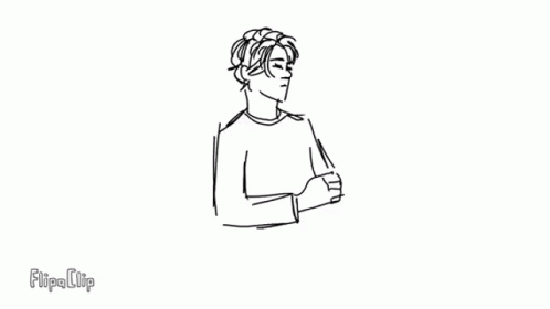 A Black And White Drawing Of A Man Standing With His Hands Folded . GIF