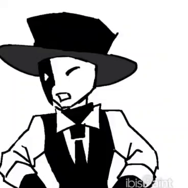 A Black And White Drawing Of A Man Wearing A Top Hat GIF