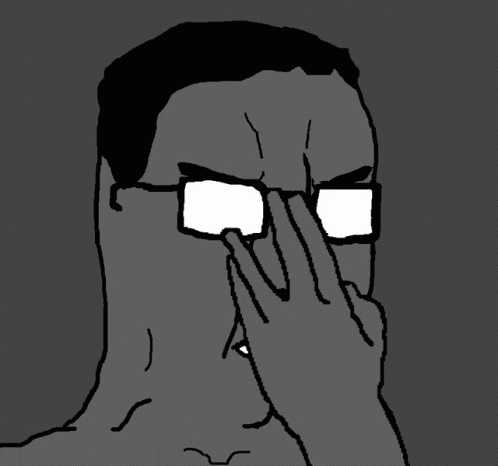 A Black And White Drawing Of A Man Wearing Glasses GIF