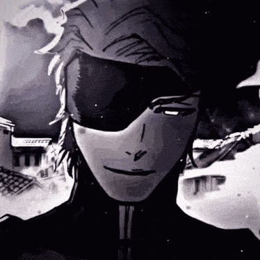 A Black And White Drawing Of A Man Wearing Sunglasses And A Bandana . GIF