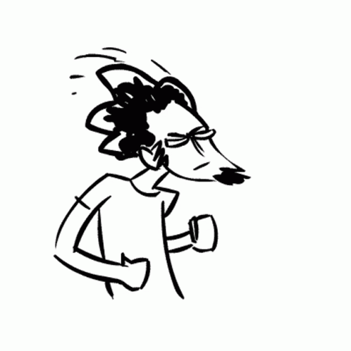 A Black And White Drawing Of A Man With A Beard And Glasses Standing With His Fist In The Air . GIF