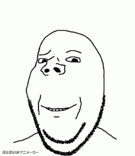 A Black And White Drawing Of A Man With A Beard Smiling GIF