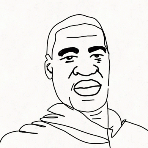 A Black And White Drawing Of A Man With A Smile On His Face . GIF