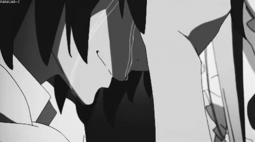 A Black And White Drawing Of A Man With A Tear Running Down His Face GIF
