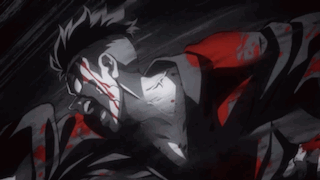 A Black And White Drawing Of A Man With Blood Coming Out Of His Face GIF