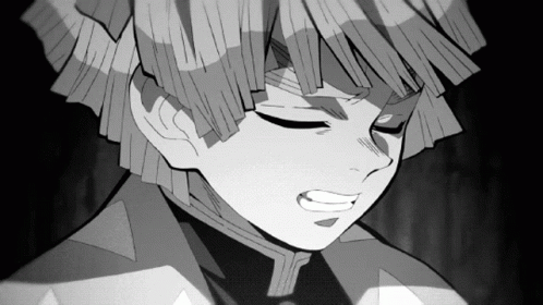 A Black And White Drawing Of A Man With His Eyes Closed . GIF