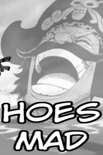 A Black And White Drawing Of A Man With His Mouth Open And The Words Hoes Mad GIF