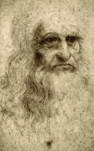 A Black And White Drawing Of A Man With Long Hair And Beard GIF