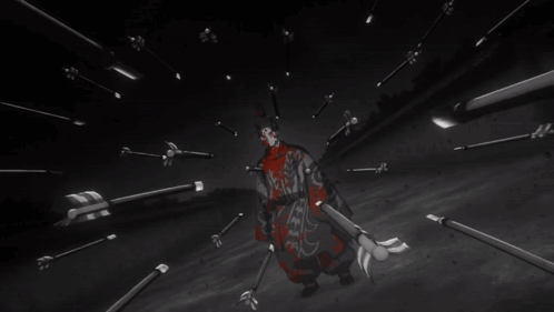 A Black And White Drawing Of A Man With Red Eyes And Blood On His Face GIF