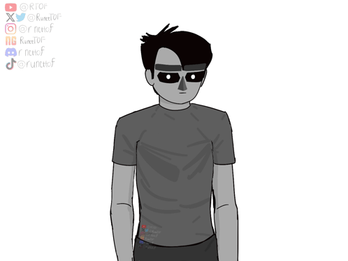 A Black And White Drawing Of A Man With Sunglasses And A Shirt That Says Riotof GIF