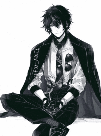 A Black And White Drawing Of A Man With The Name Redfox_epitz Written On The Bottom GIF