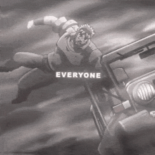 A Black And White Drawing Of A Man With The Word Everyone Written On It GIF