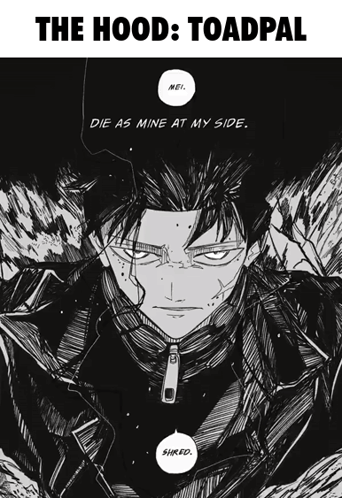 A Black And White Drawing Of A Man With The Words " Die As Mine At My Side " Below Him GIF