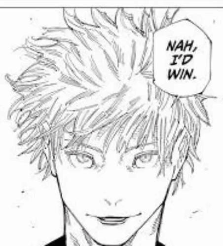 A Black And White Drawing Of A Man With The Words Nah I 'D Win Behind Him GIF