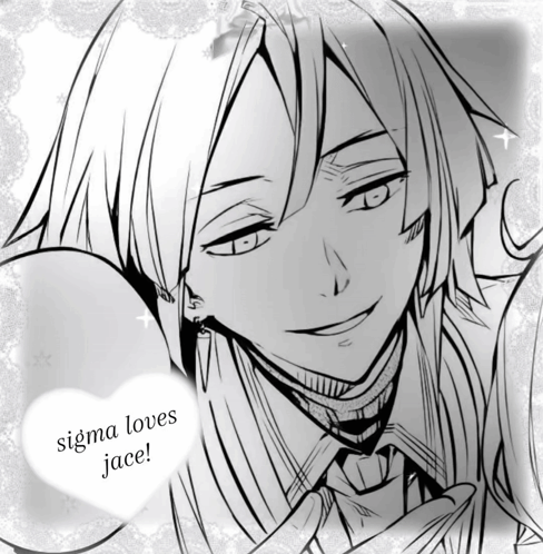 A Black And White Drawing Of A Man With The Words Sigma Loves Jace GIF